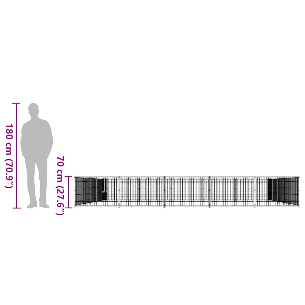 Σπιτάκι Σκύλου Μαύρο 25 μ² Ατσάλινο - PAKOBAZAAR