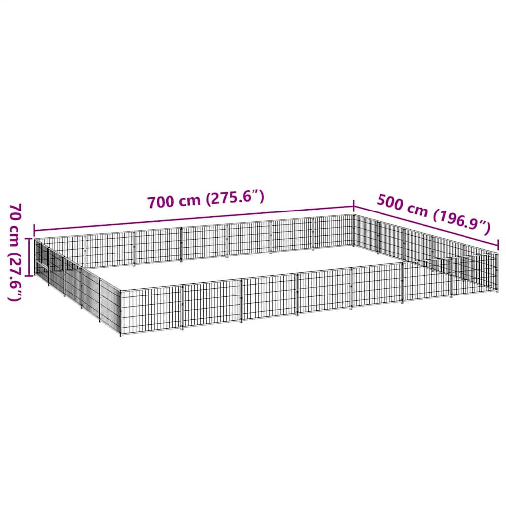 Σπιτάκι Σκύλου Μαύρο 35 μ² Ατσάλινο - PAKOBAZAAR