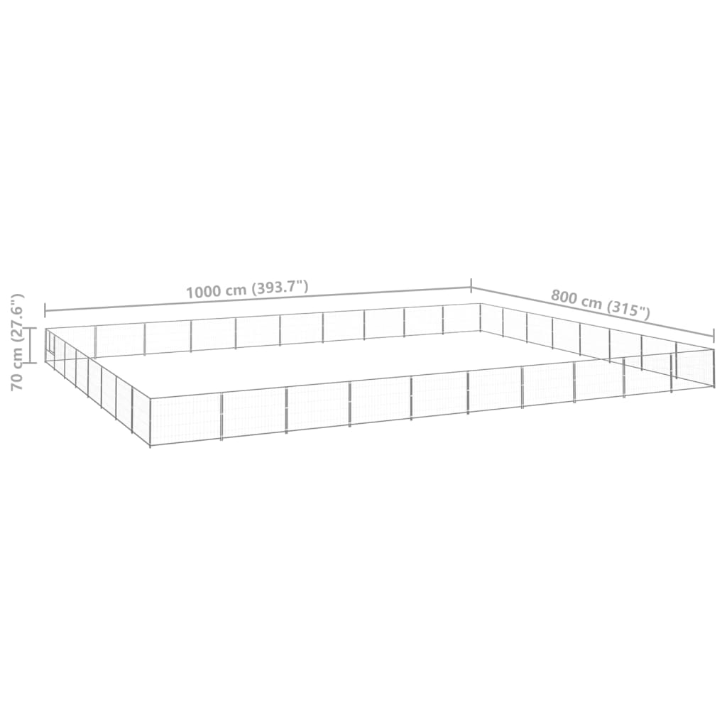 Σπιτάκι Σκύλου Ασημί 80 μ² Ατσάλινο - PAKOBAZAAR