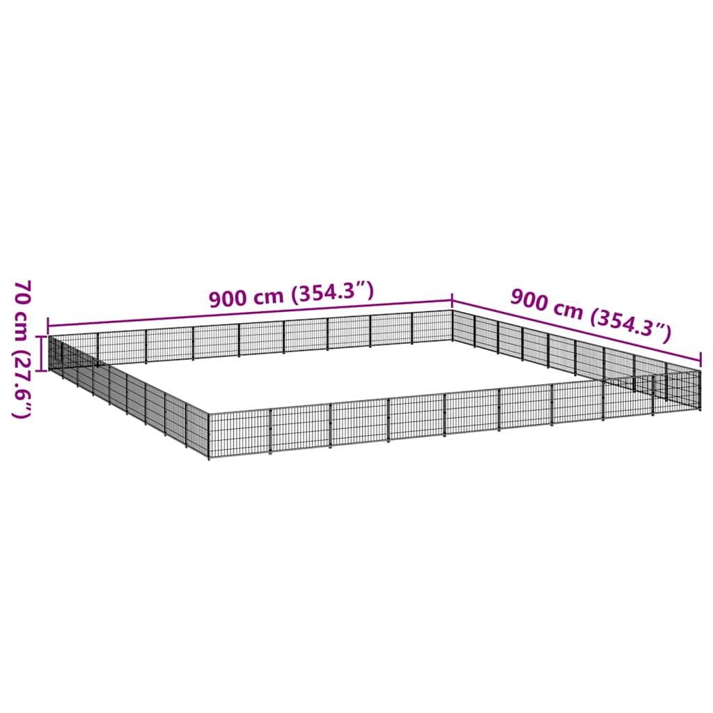 Σπιτάκι Σκύλου Μαύρο 81 μ² Ατσάλινο - PAKOBAZAAR