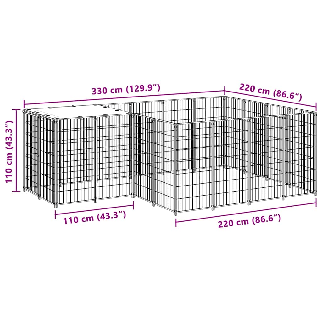 Σπιτάκι Σκύλου Μαύρο 6,05 m² Ατσάλινο - PAKOBAZAAR