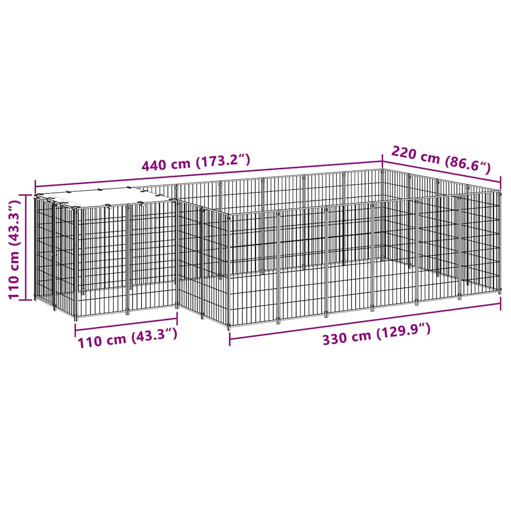 Σπιτάκι Σκύλου Μαύρο 8,47 m² Ατσάλινο - PAKOBAZAAR