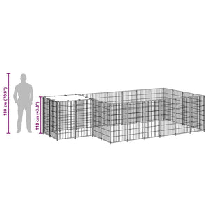 Σπιτάκι Σκύλου Μαύρο 8,47 m² Ατσάλινο - PAKOBAZAAR
