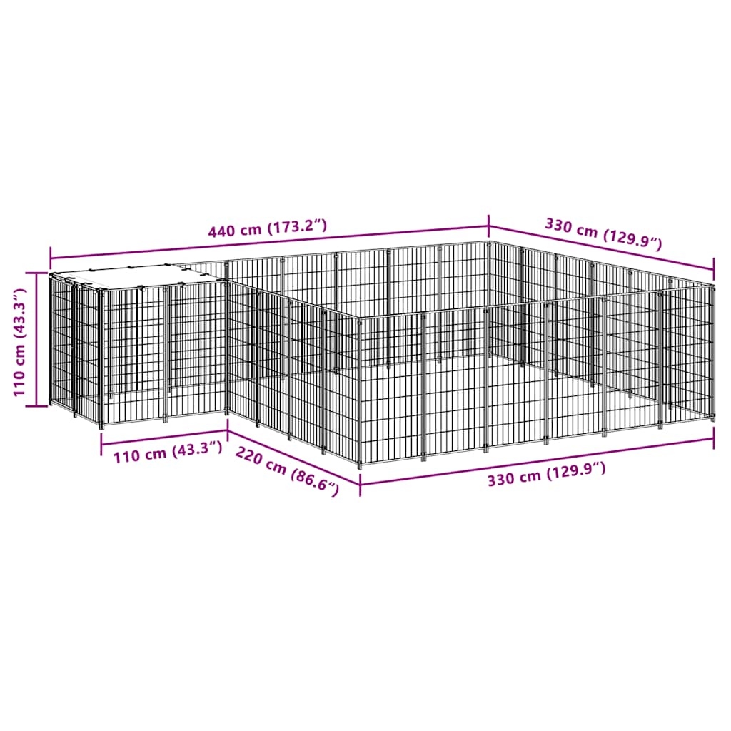 Σπιτάκι Σκύλου Μαύρο 12,1 μ² Ατσάλινο - PAKOBAZAAR