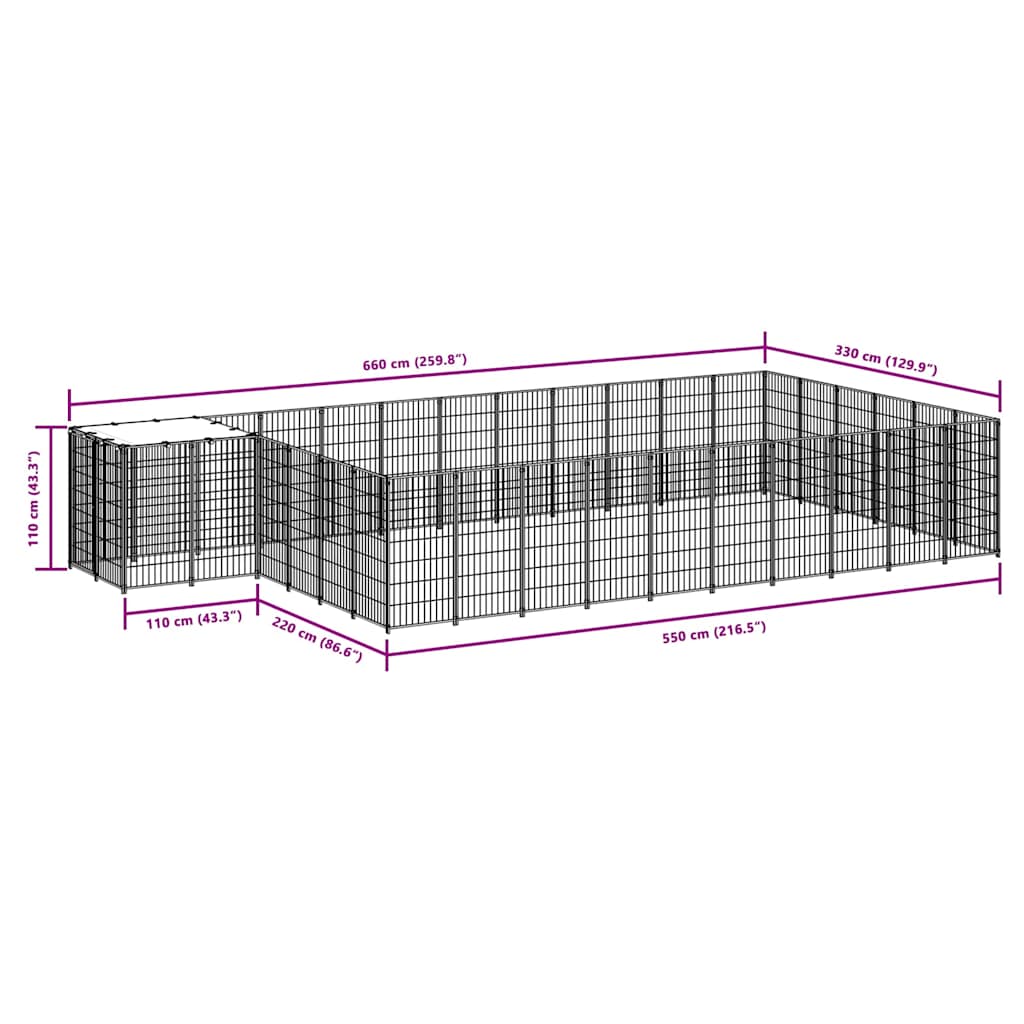 Σπιτάκι Σκύλου Μαύρο 19,36 μ² Ατσάλινο - PAKOBAZAAR
