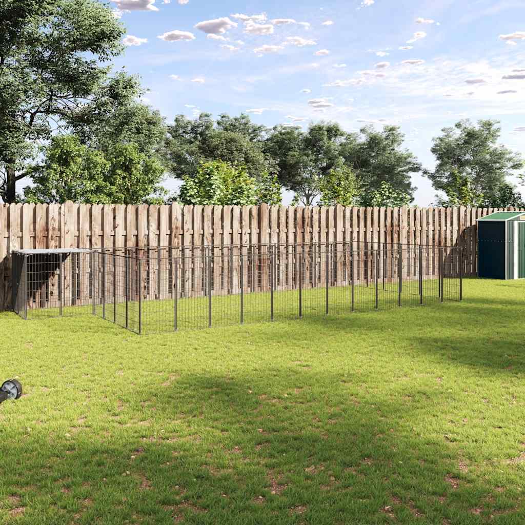 3082216  Dog Kennel Black 22,99 m² Ατσάλι (150782+3x150784) - PAKOBAZAAR