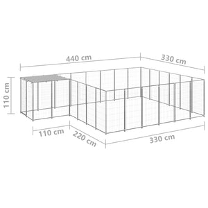 Σπιτάκι Σκύλου Ασημί 12,1 μ² Ατσάλινο - PAKOBAZAAR