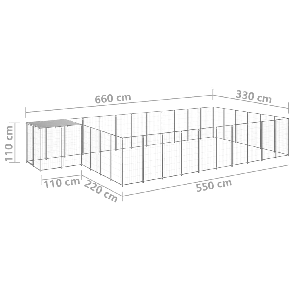 Σπιτάκι Σκύλου Ασημί 19,36 μ² Ατσάλινο - PAKOBAZAAR
