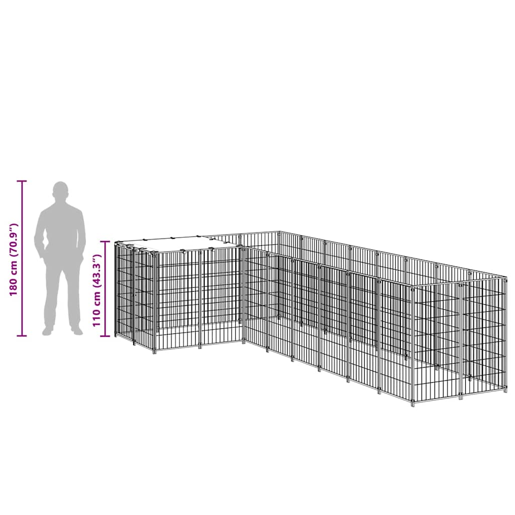 Σπιτάκι Σκύλου Μαύρο 6,05 μ² Ατσάλινο - PAKOBAZAAR