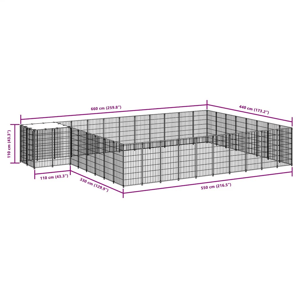 Σπιτάκι Σκύλου Μαύρο 25,41 μ² Ατσάλινο - PAKOBAZAAR