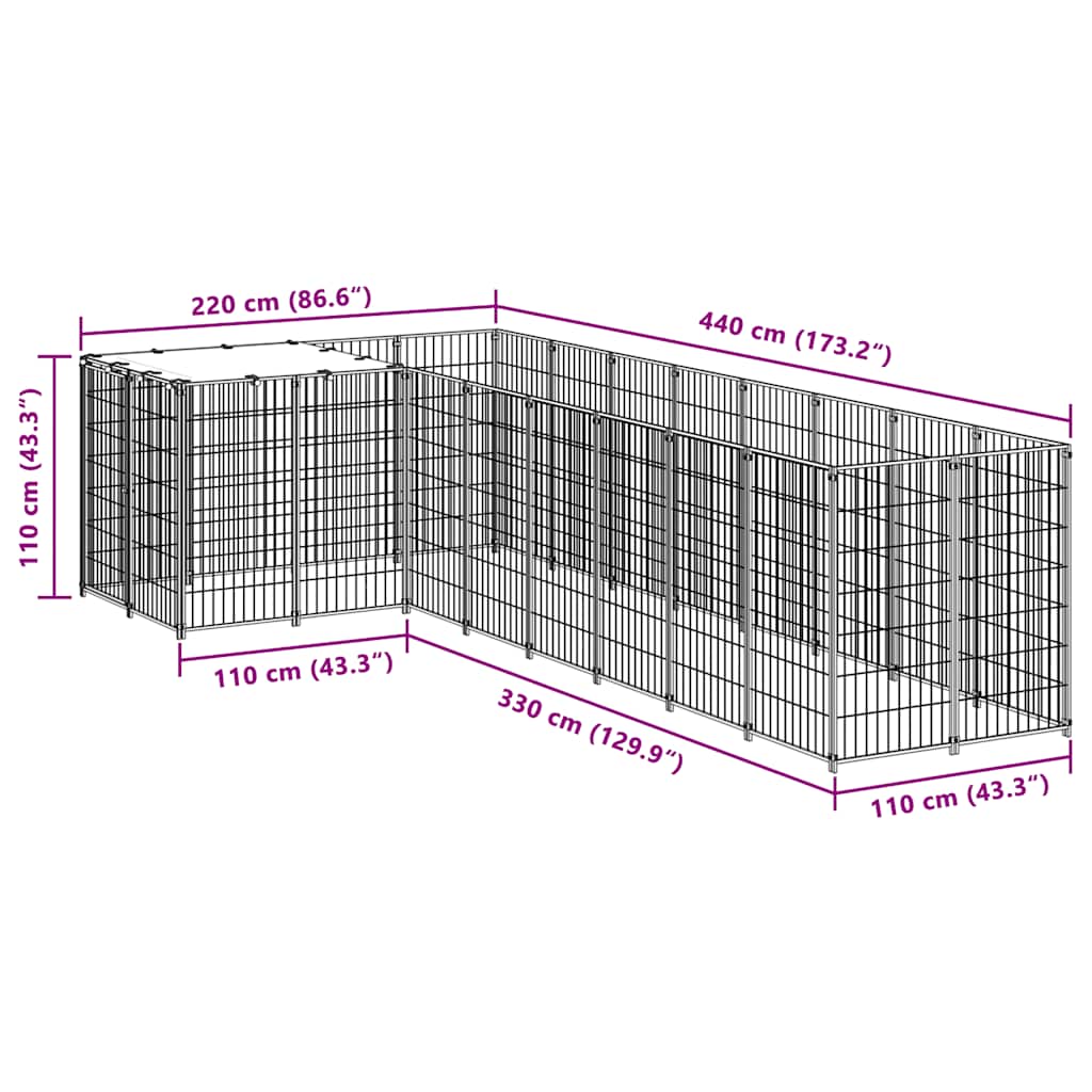 Σπιτάκι Σκύλου Ασημί 6,05 μ² Ατσάλινο - PAKOBAZAAR