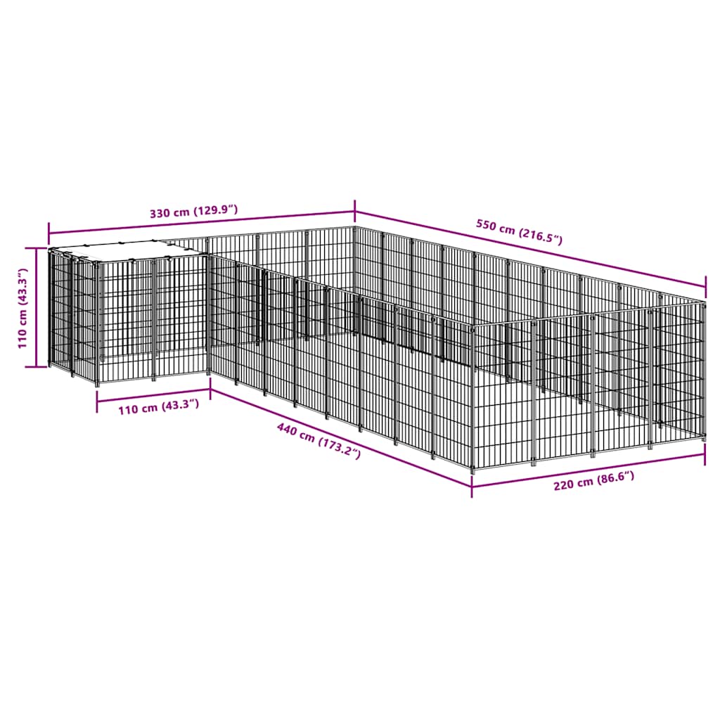 Σπιτάκι Σκύλου Μαύρο 13,31 μ² Ατσάλινο - PAKOBAZAAR