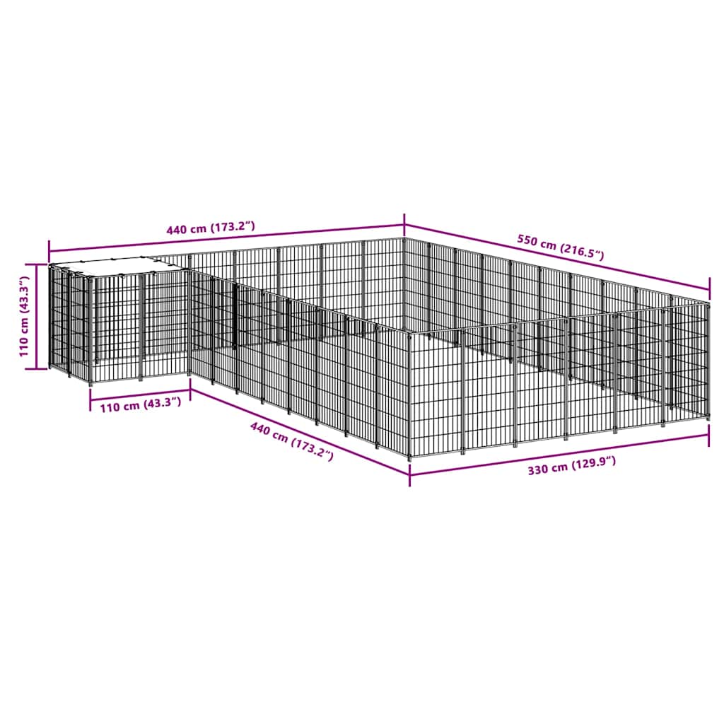 Σπιτάκι Σκύλου Μαύρο 19,36 μ² Ατσάλινο - PAKOBAZAAR