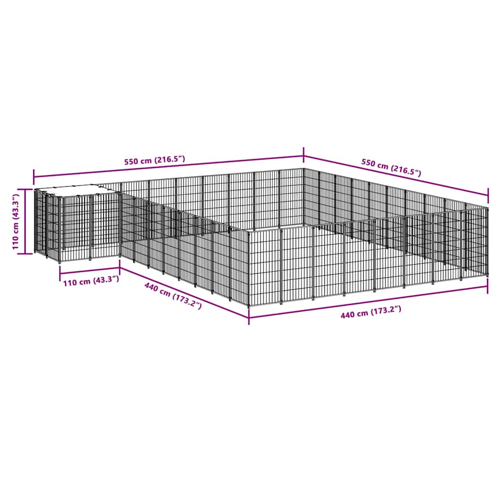 Σπιτάκι Σκύλου Μαύρο 25,41 μ² Ατσάλινο - PAKOBAZAAR
