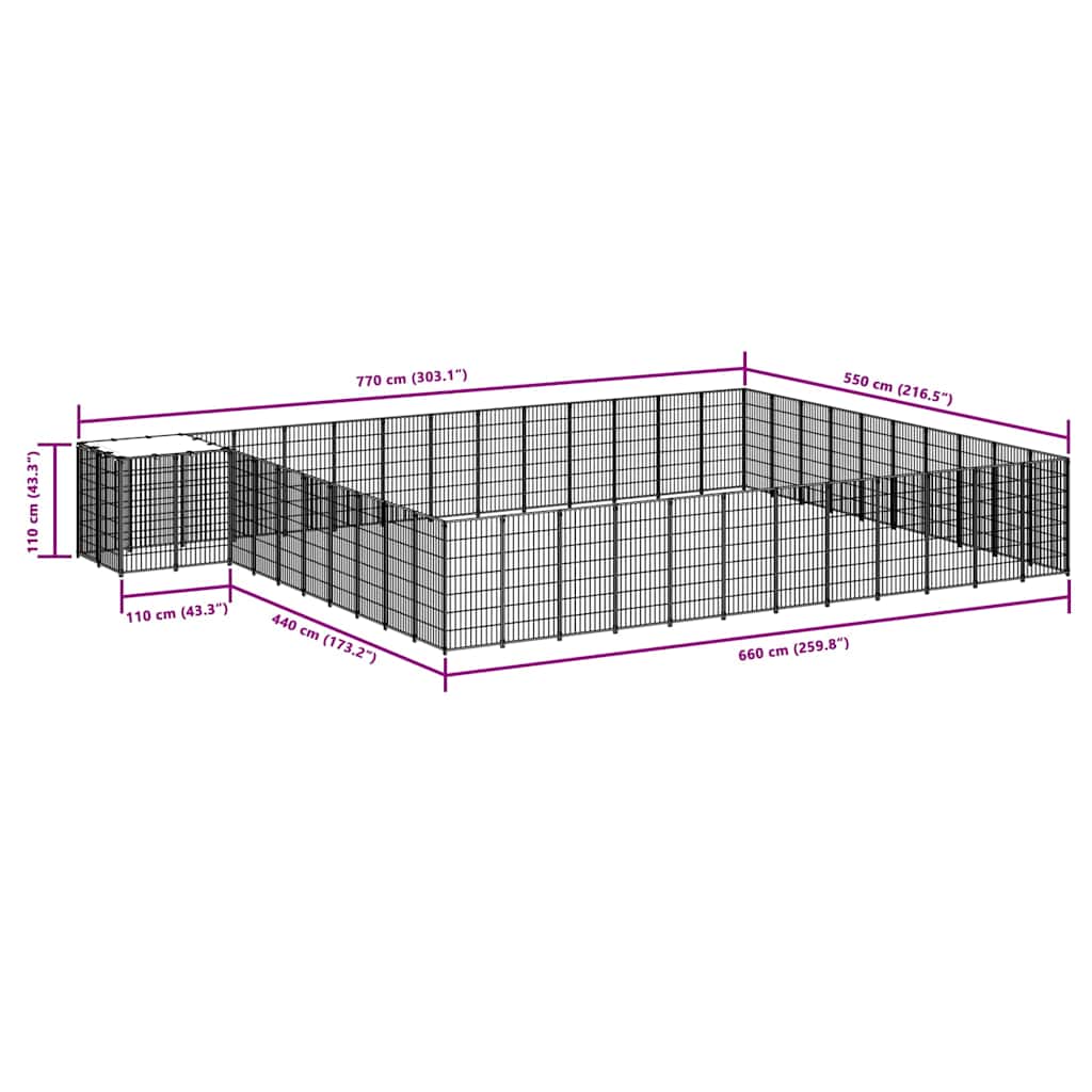 Σπιτάκι Σκύλου Μαύρο 37,51 μ² Ατσάλινο - PAKOBAZAAR