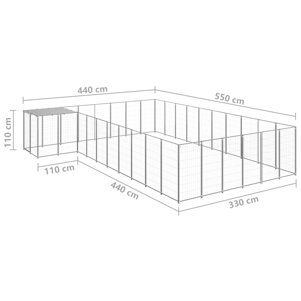 Σπιτάκι Σκύλου Ασημί 19,36 μ² Ατσάλινο - PAKOBAZAAR