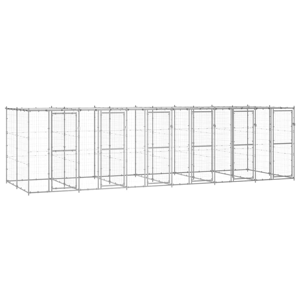 Κλουβί Σκύλου Εξ. Χώρου με Στέγαστρο 14,52 μ² Γαλβ. Χάλυβας - PAKOBAZAAR