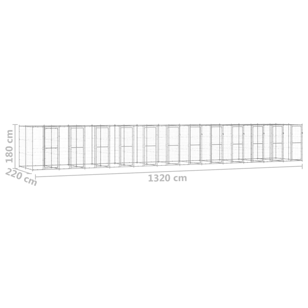 Κλουβί Σκύλου Εξωτερικού Χώρου 29,04 μ² από Γαλβανισμένο Χάλυβα - PAKOBAZAAR