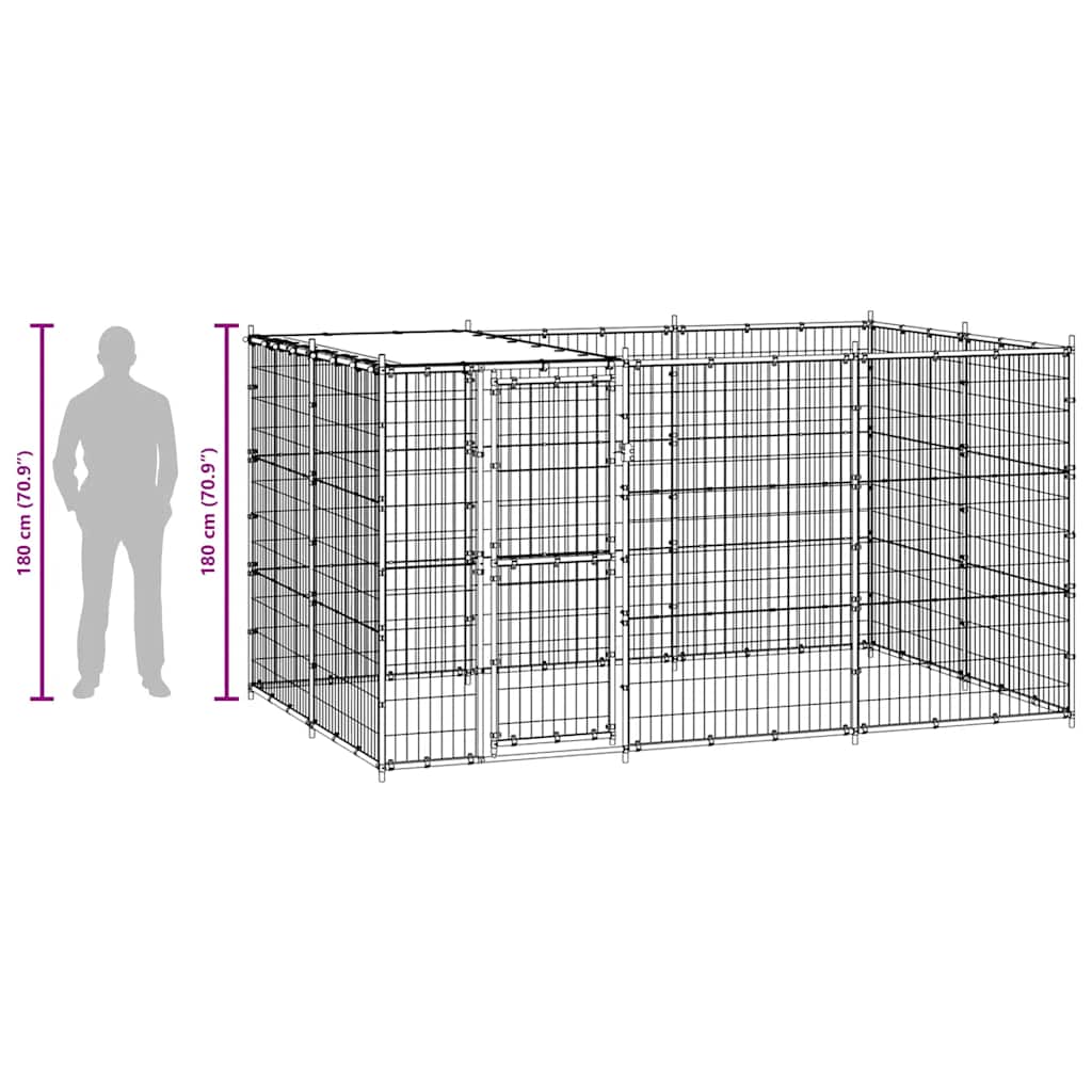 Κλουβί Σκύλου Εξωτερικού Χώρου με Στέγαστρο 7,26 μ² από Ατσάλι - PAKOBAZAAR
