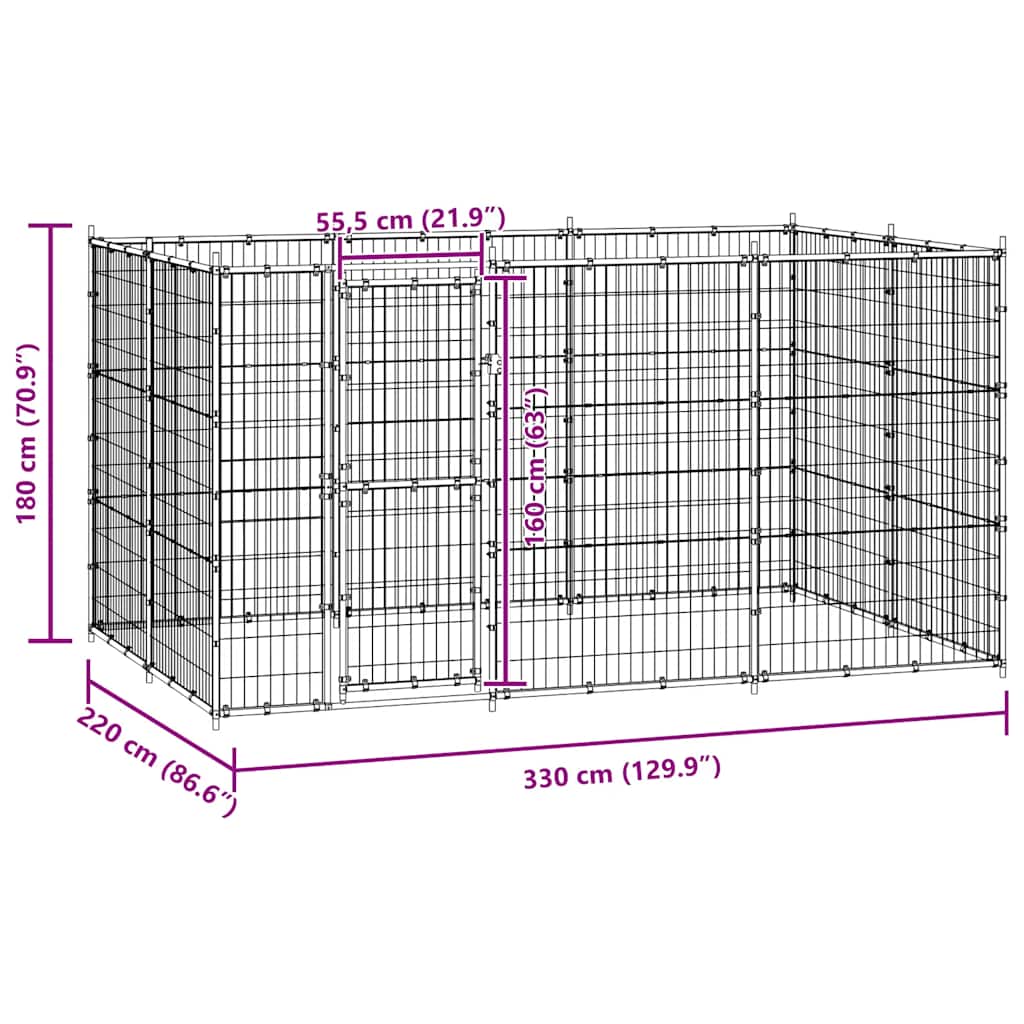 Κλουβί Σκύλου Εξωτερικού Χώρου 7,26 μ² από Ατσάλι - PAKOBAZAAR