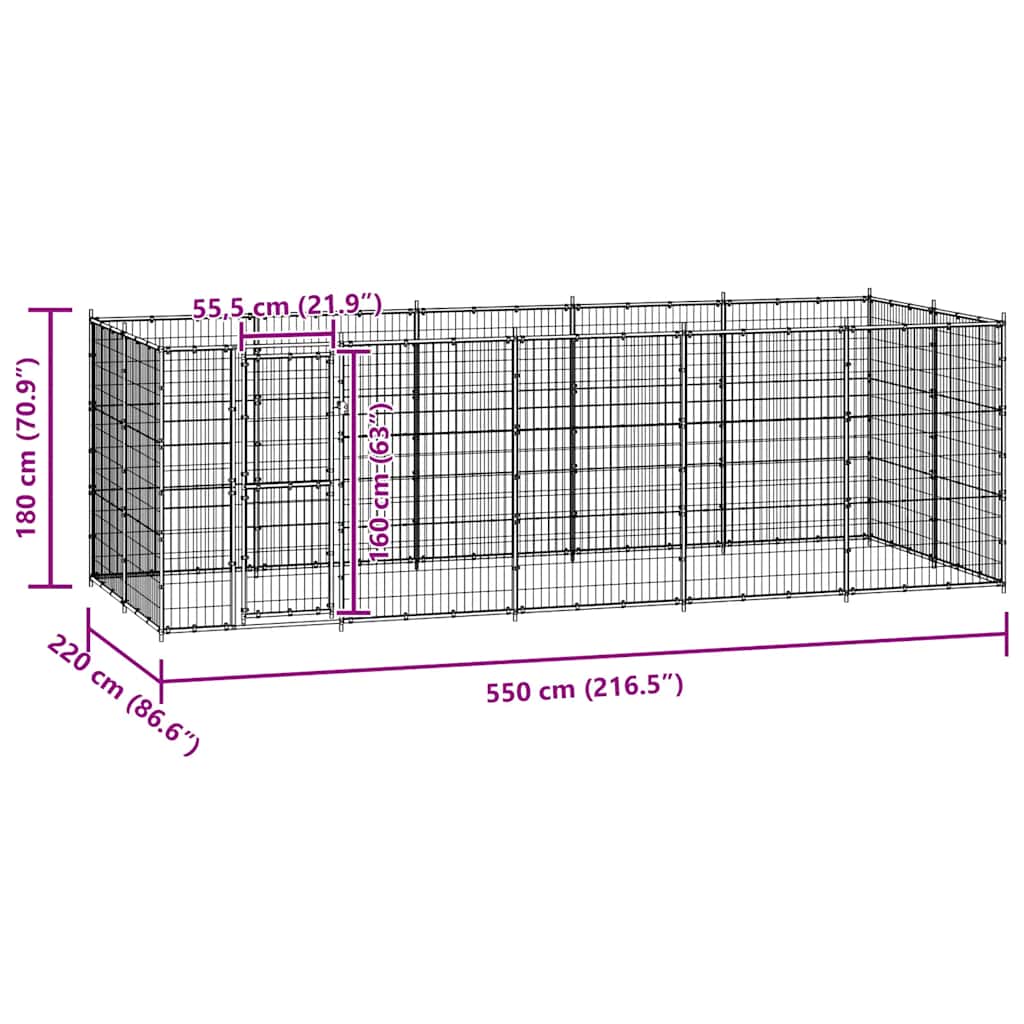 Κλουβί Σκύλου Εξωτερικού Χώρου 12,1 μ² από Ατσάλι - PAKOBAZAAR