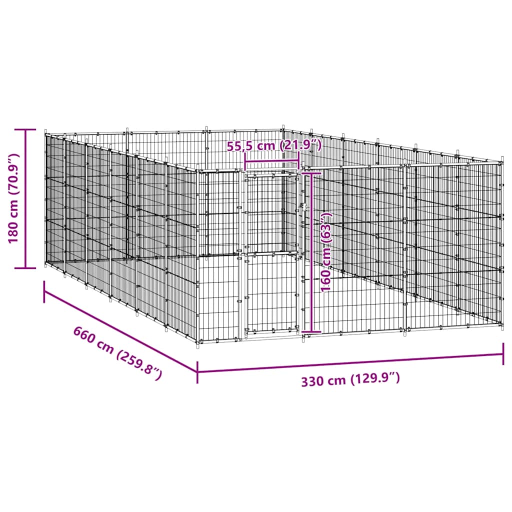 Κλουβί Σκύλου Εξωτερικού Χώρου 21,78 μ² από Ατσάλι - PAKOBAZAAR