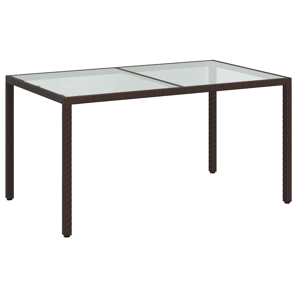 Τραπέζι Κήπου Καφέ 150x90x75 εκ. Συνθετικό Ρατάν/Ψημένο Γυαλί