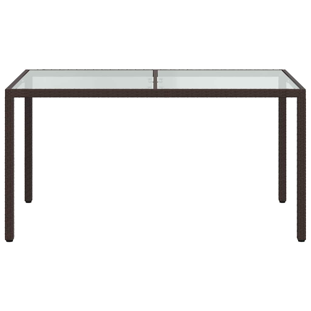 Τραπέζι Κήπου Καφέ 150x90x75 εκ. Συνθετικό Ρατάν/Ψημένο Γυαλί