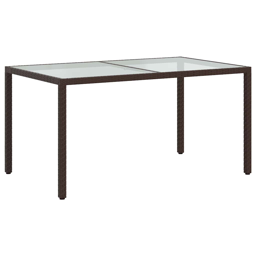 Τραπέζι Κήπου Καφέ 150x90x75 εκ. Συνθετικό Ρατάν/Ψημένο Γυαλί