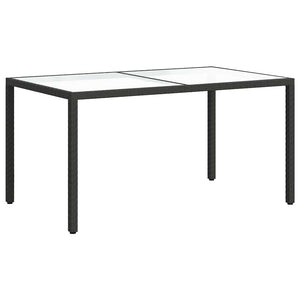 Τραπέζι Κήπου Μαύρο 150x90x75 εκ. Συνθετικό Ρατάν/Ψημένο Γυαλί