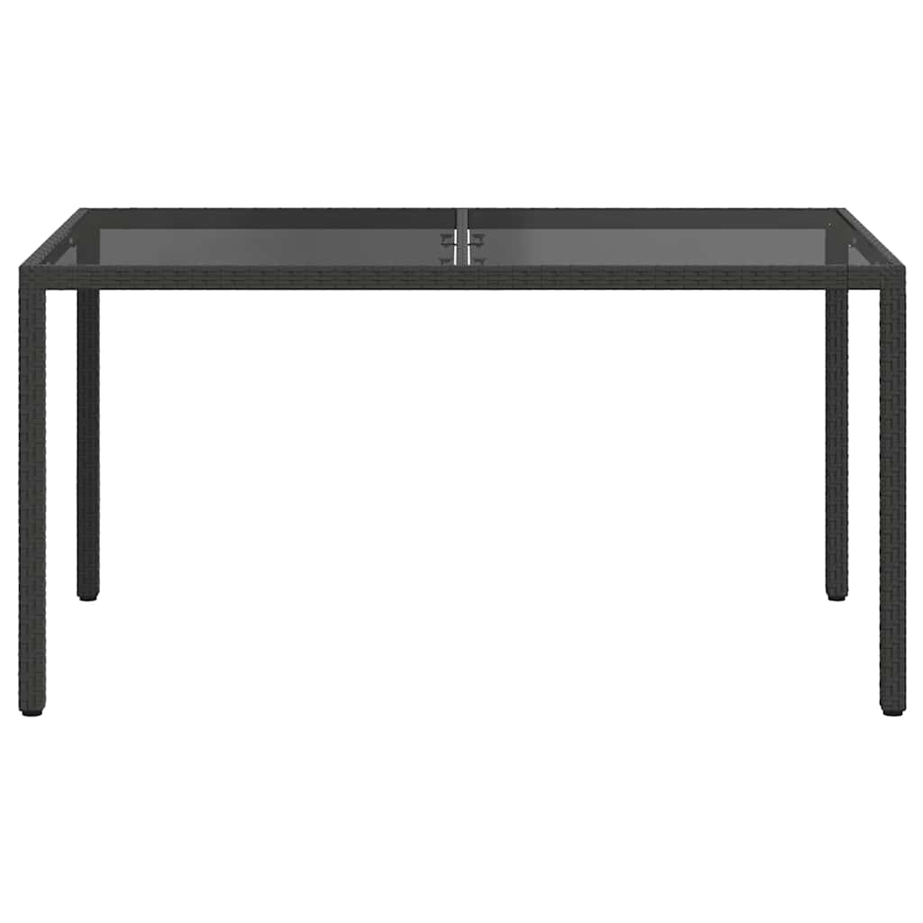 Τραπέζι Κήπου Μαύρο 150x90x75 εκ. Συνθετικό Ρατάν/Ψημένο Γυαλί