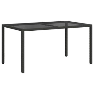 Τραπέζι Κήπου Μαύρο 150x90x75 εκ. Συνθετικό Ρατάν/Ψημένο Γυαλί
