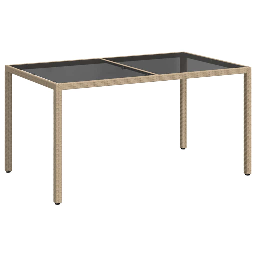 Τραπέζι Κήπου Μπεζ 150x90x75 εκ. Συνθετικό Ρατάν/Ψημένο Γυαλί