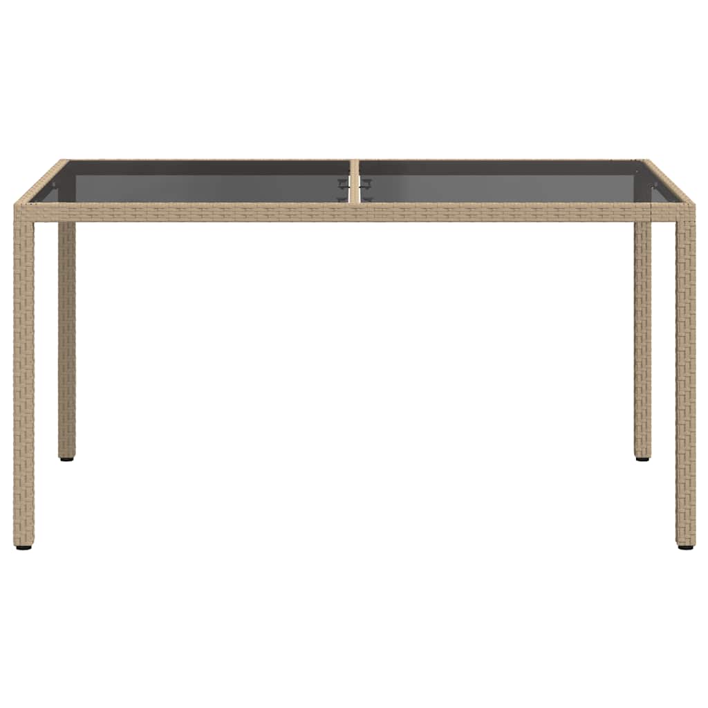 Τραπέζι Κήπου Μπεζ 150x90x75 εκ. Συνθετικό Ρατάν/Ψημένο Γυαλί