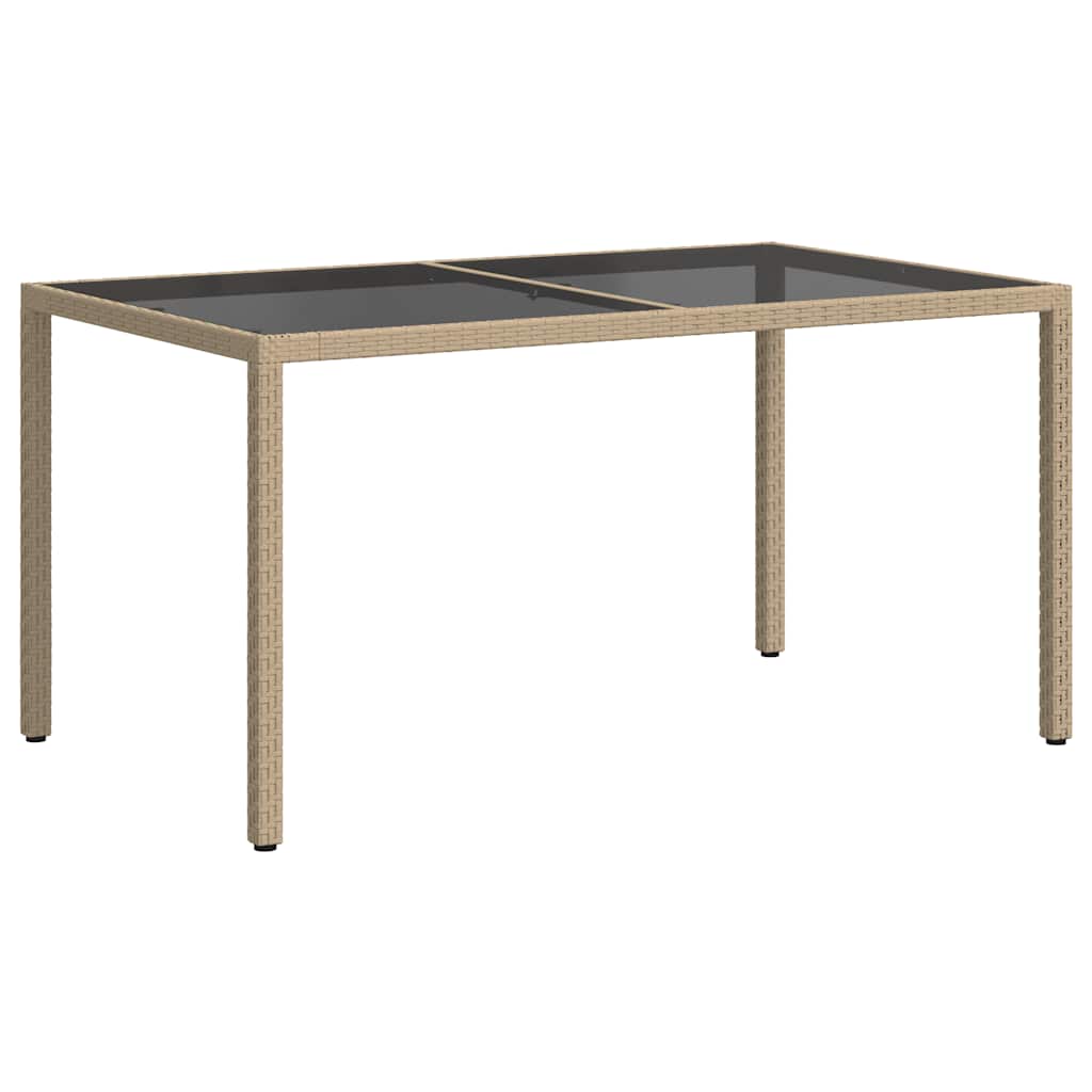 Τραπέζι Κήπου Μπεζ 150x90x75 εκ. Συνθετικό Ρατάν/Ψημένο Γυαλί
