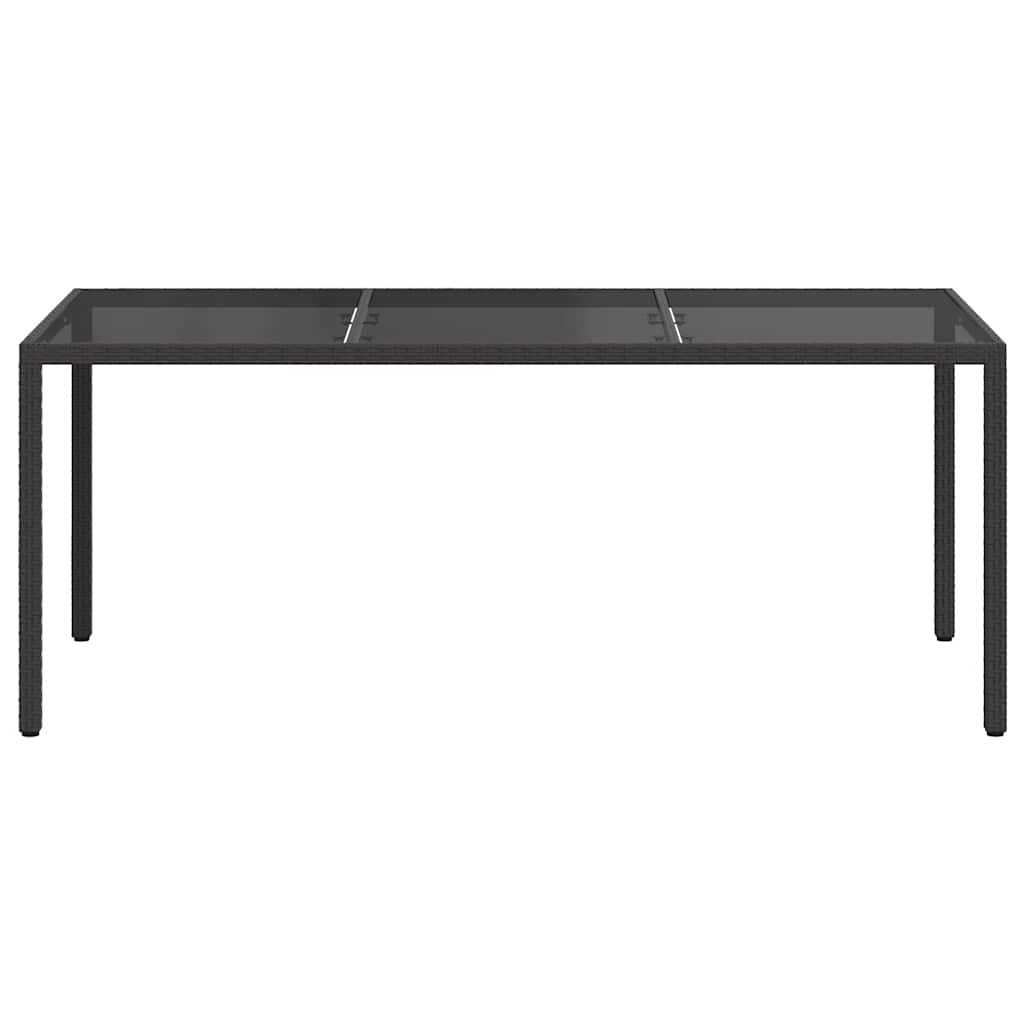 Τραπέζι Κήπου Μαύρο 190x90x75 εκ. Ψημένο Γυαλί/Συνθετικό Ρατάν