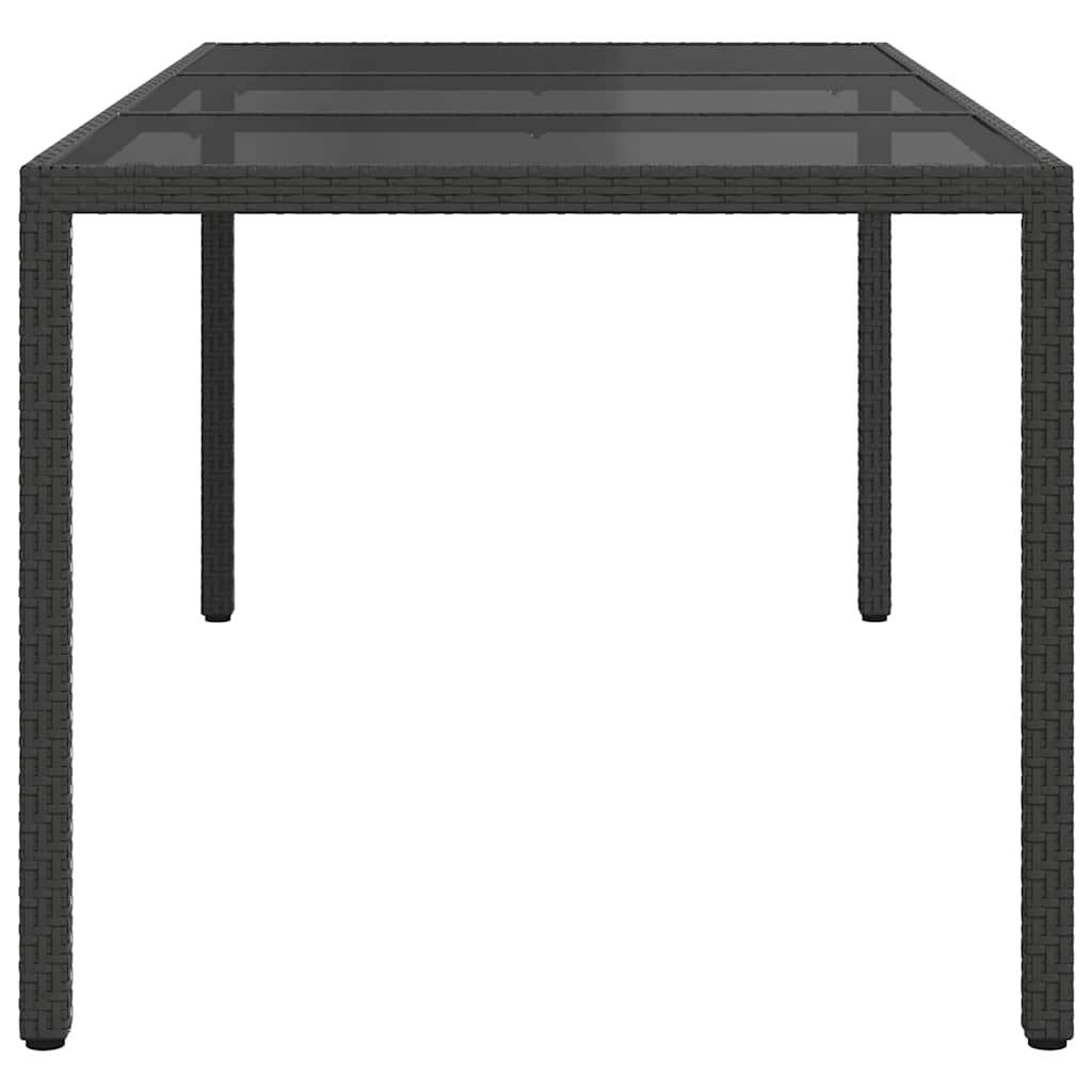 Τραπέζι Κήπου Μαύρο 190x90x75 εκ. Ψημένο Γυαλί/Συνθετικό Ρατάν