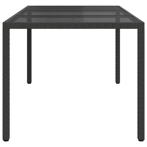 Τραπέζι Κήπου Μαύρο 190x90x75 εκ. Ψημένο Γυαλί/Συνθετικό Ρατάν