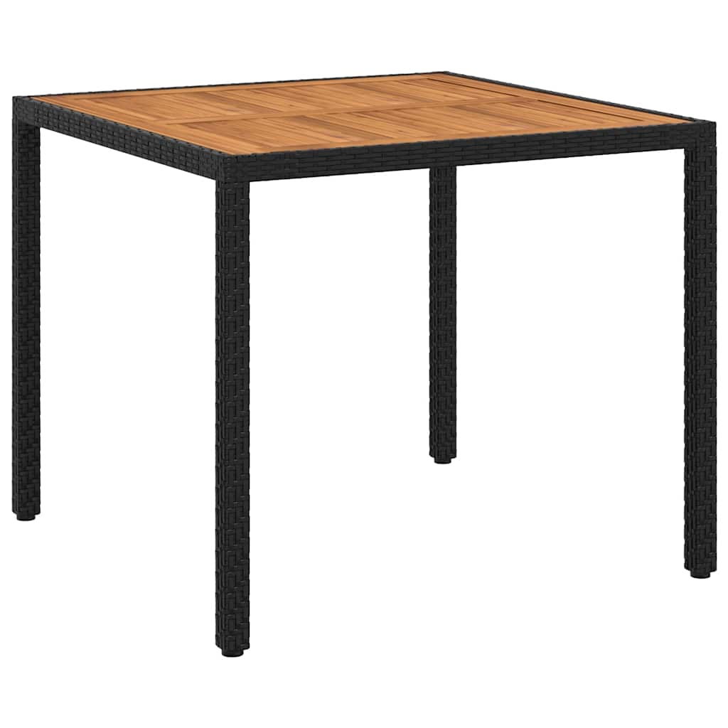 Τραπέζι Κήπου Μαύρο 90x90x75 εκ. Συνθετικό Ρατάν/Ξύλο Ακακίας