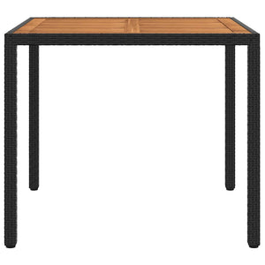 Τραπέζι Κήπου Μαύρο 90x90x75 εκ. Συνθετικό Ρατάν/Ξύλο Ακακίας
