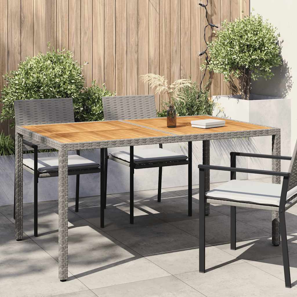 Τραπέζι Κήπου Γκρι 150x90x75 εκ. Συνθετικό Ρατάν / Ξύλο Ακακίας