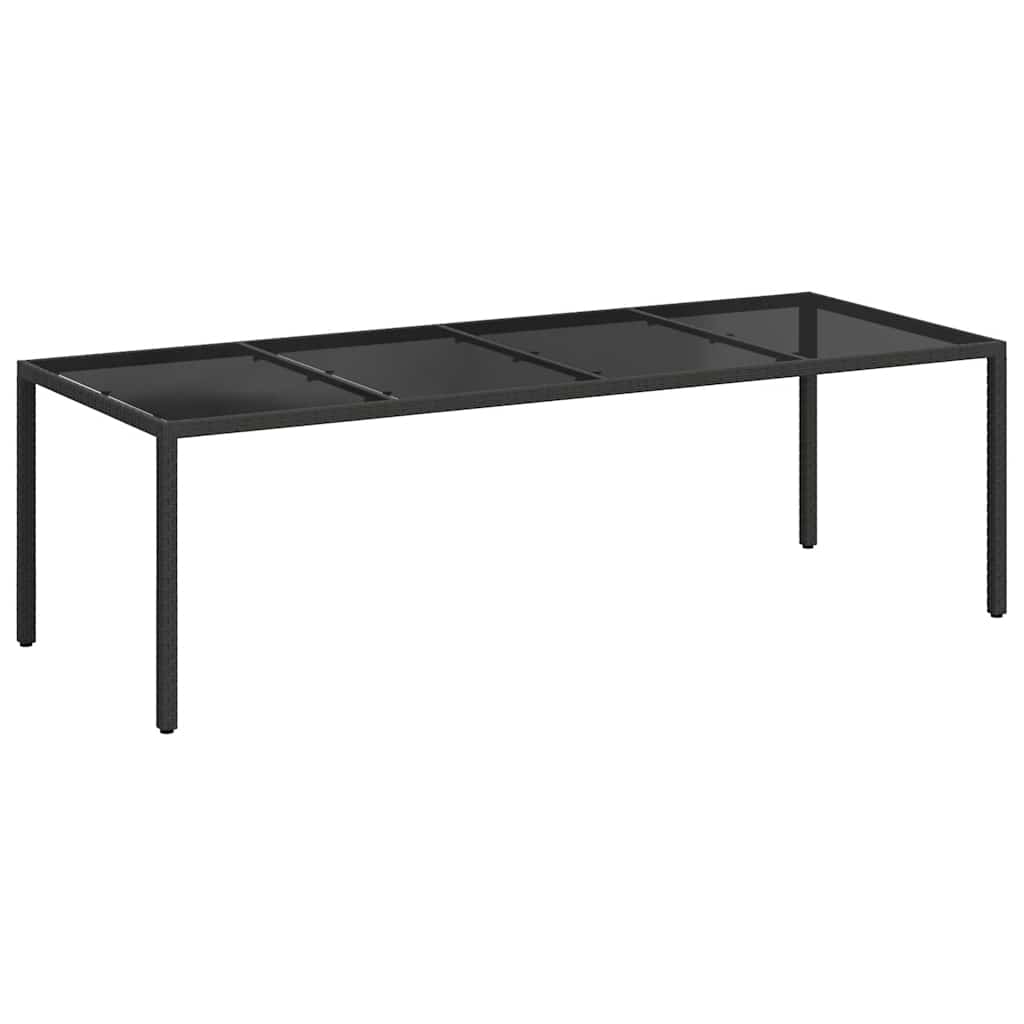 Τραπέζι Κήπου Μαύρο 250x100x75 εκ. Ψημένο Γυαλί/Συνθετικό Ρατάν - Pakobazaar