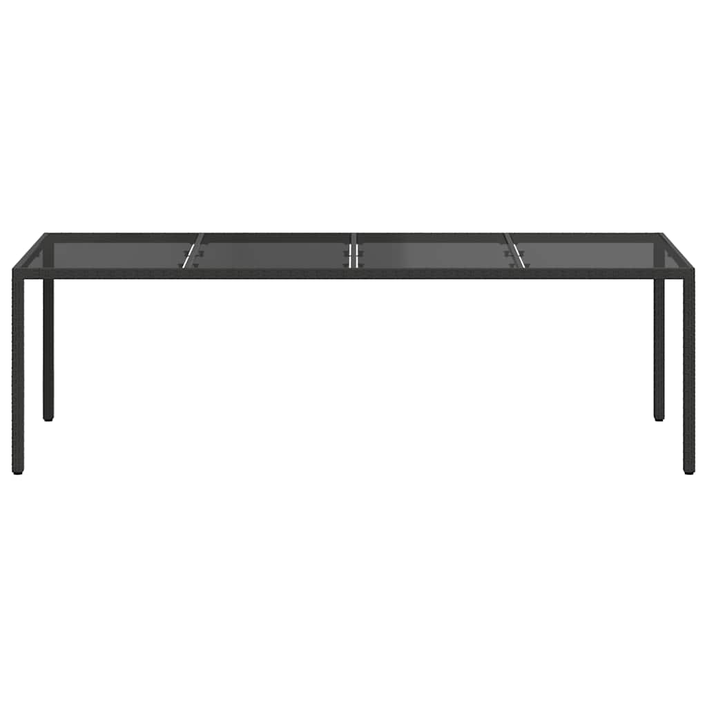 Τραπέζι Κήπου Μαύρο 250x100x75 εκ. Ψημένο Γυαλί/Συνθετικό Ρατάν - Pakobazaar