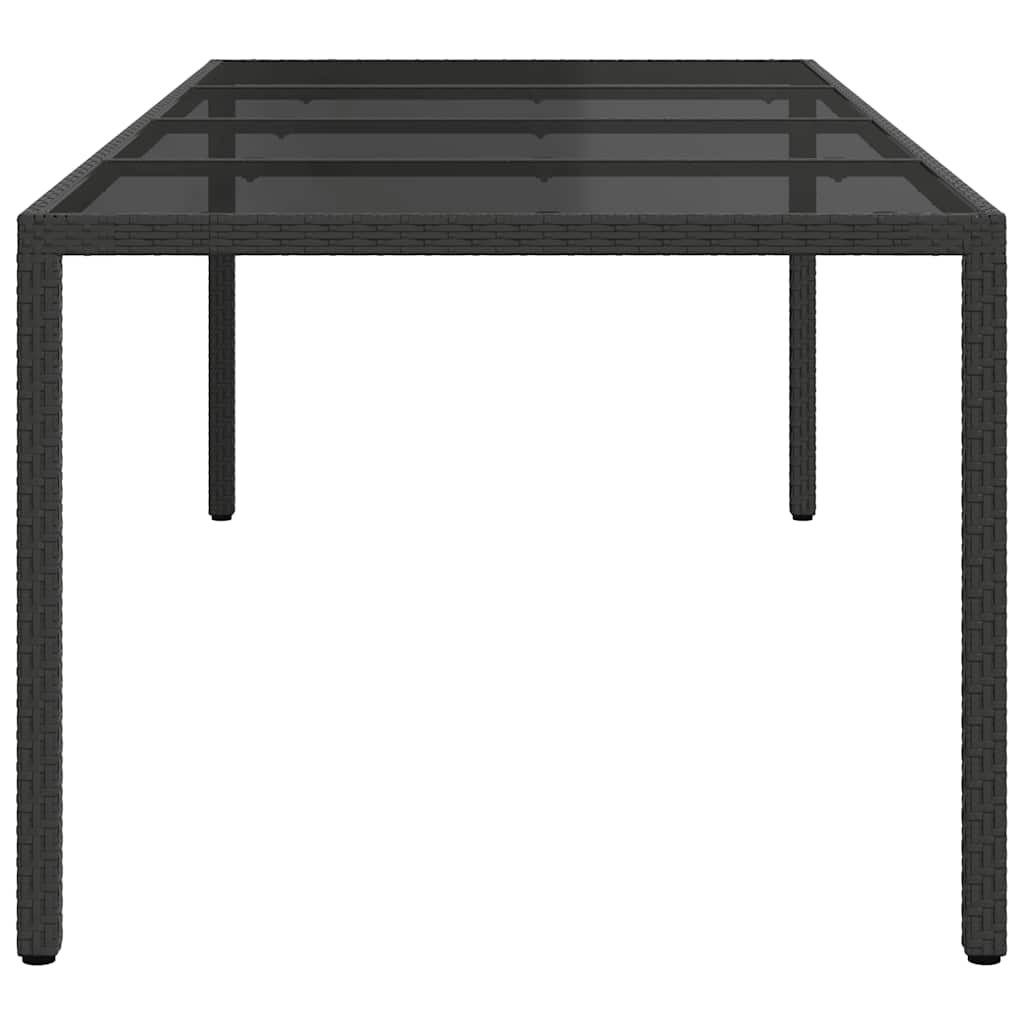 Τραπέζι Κήπου Μαύρο 250x100x75 εκ. Ψημένο Γυαλί/Συνθετικό Ρατάν - Pakobazaar
