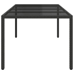 Τραπέζι Κήπου Μαύρο 250x100x75 εκ. Ψημένο Γυαλί/Συνθετικό Ρατάν - Pakobazaar