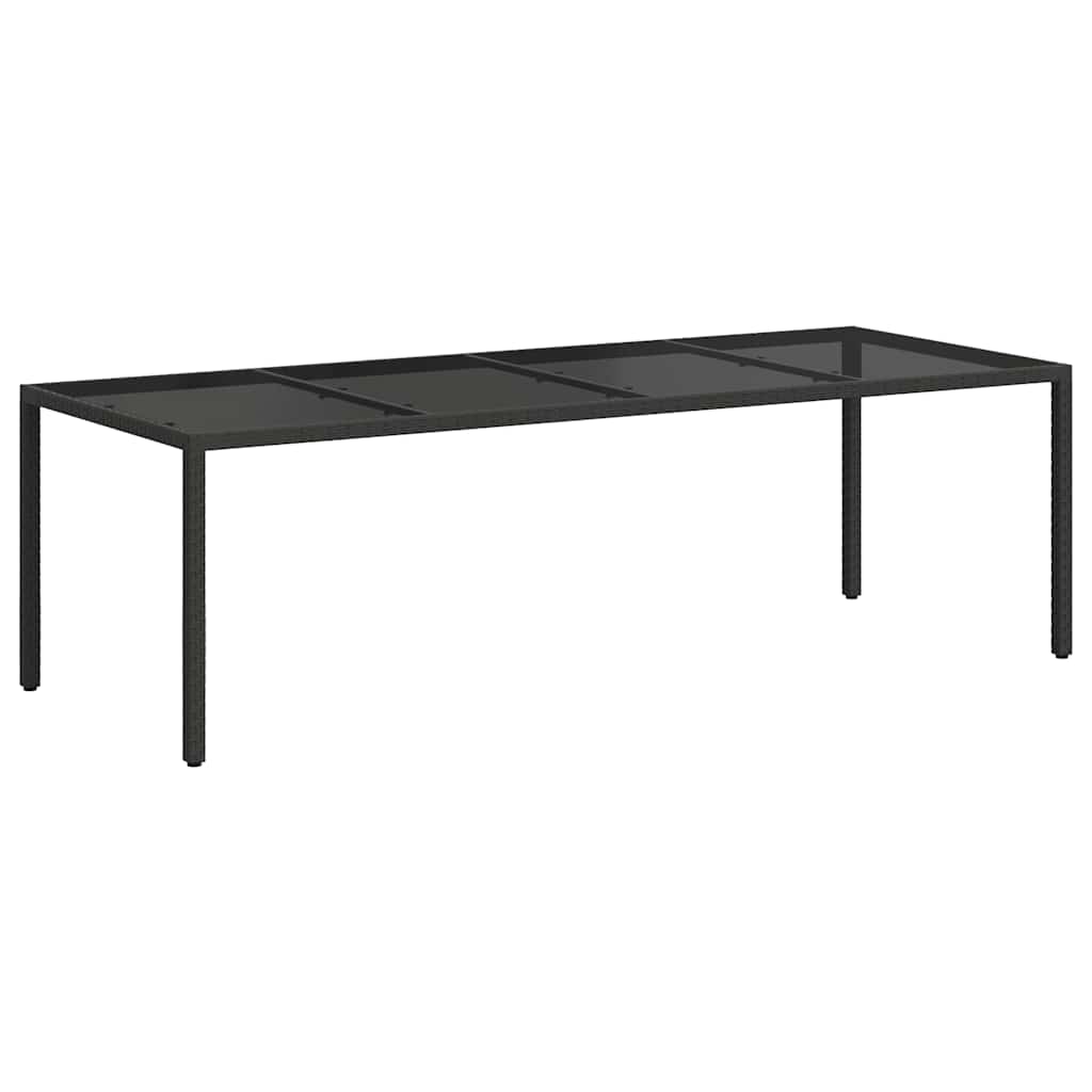 Τραπέζι Κήπου Μαύρο 250x100x75 εκ. Ψημένο Γυαλί/Συνθετικό Ρατάν - Pakobazaar