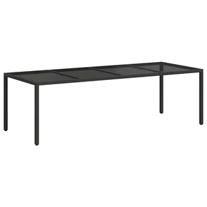 Τραπέζι Κήπου Μαύρο 250x100x75 εκ. Ψημένο Γυαλί/Συνθετικό Ρατάν - Pakobazaar