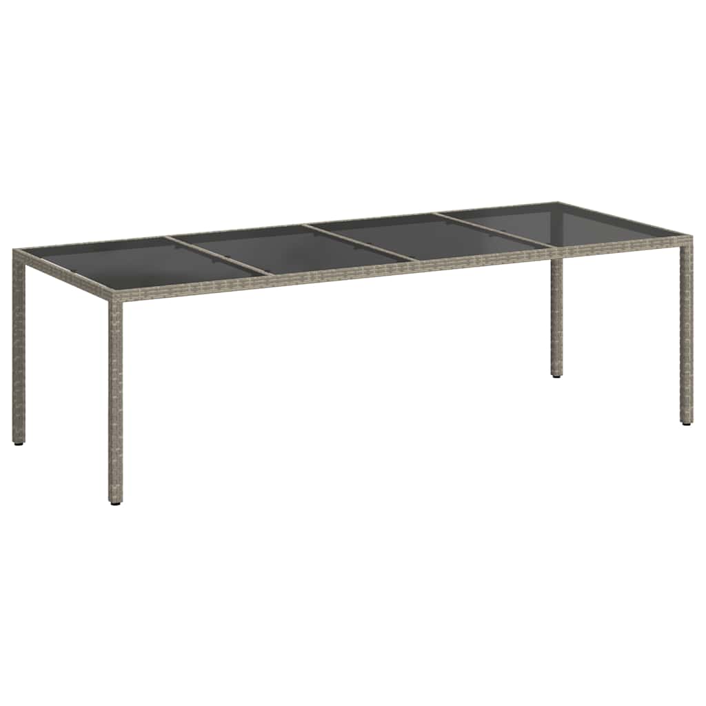 Τραπέζι Κήπου Γκρι 250x100x75 εκ. Ψημένο Γυαλί/Συνθετικό Ρατάν