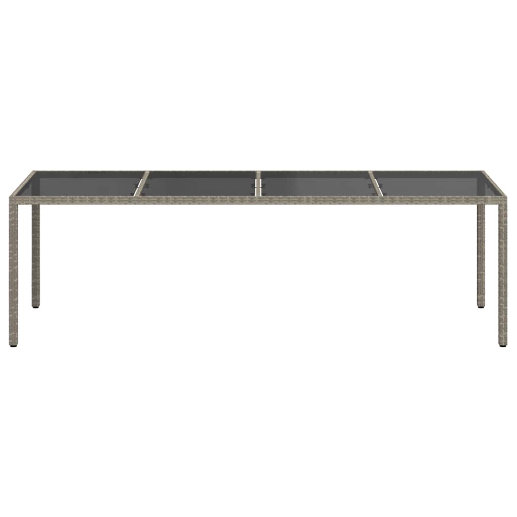 Τραπέζι Κήπου Γκρι 250x100x75 εκ. Ψημένο Γυαλί/Συνθετικό Ρατάν