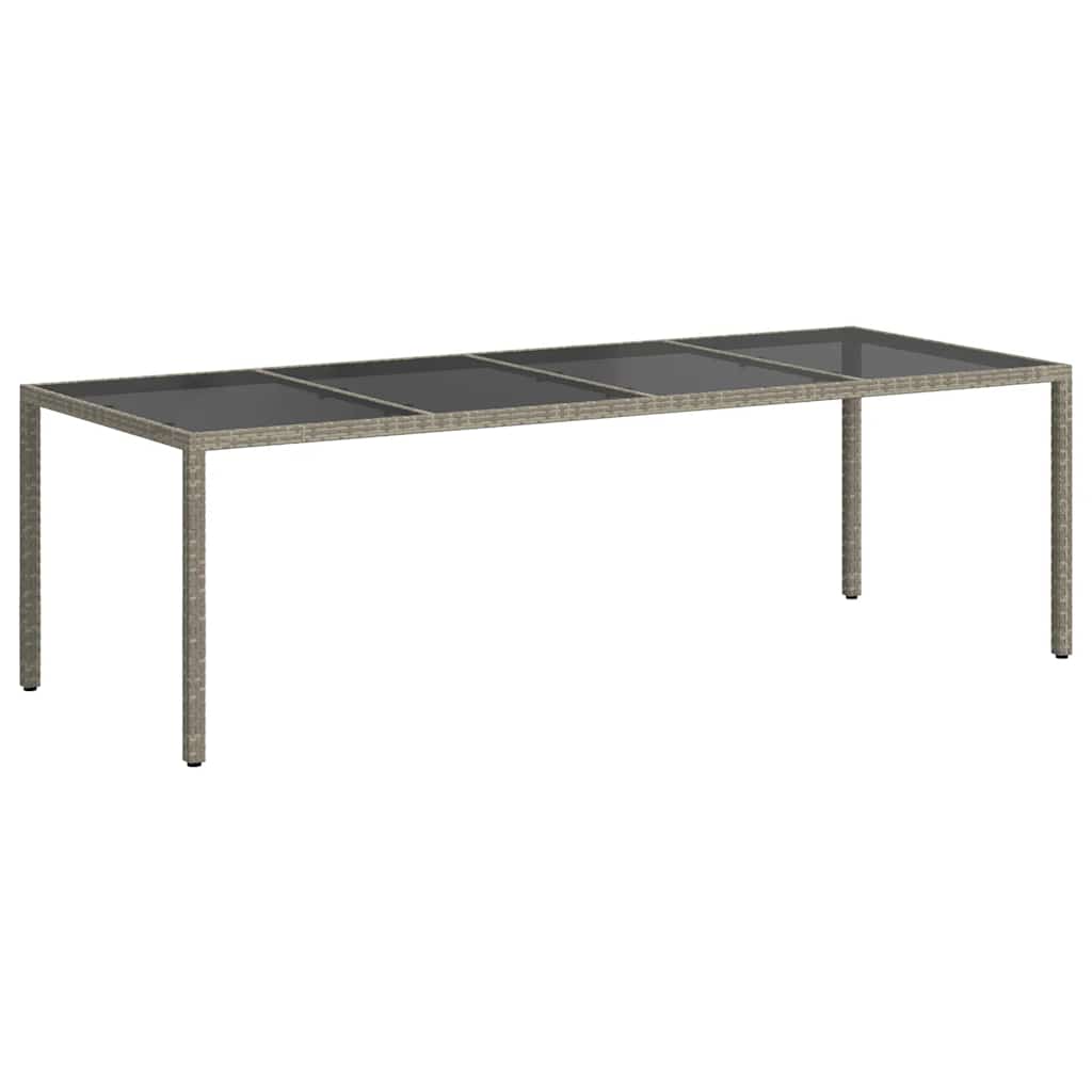 Τραπέζι Κήπου Γκρι 250x100x75 εκ. Ψημένο Γυαλί/Συνθετικό Ρατάν